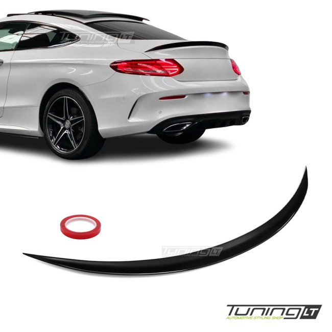 C63 išvaizdos Spoileris ant Bagažinės dangčio, skirtas Mercedes C205 coupe (15-23), juodas blizgus