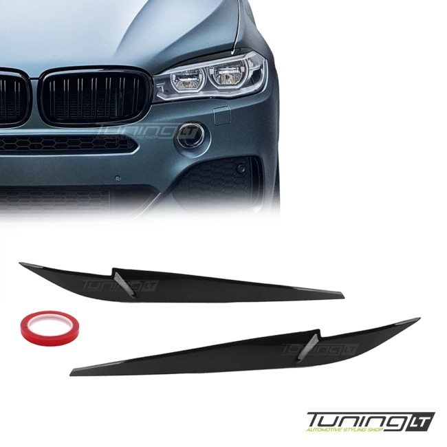 Priekinių žibintų apdaila, komplektas skirtas BMW X5 F15 (14-18), juoda blizgi Priekinių žibintų apdaila, komplektas skirtas BMW X5 F15 (14-18), juoda blizgi