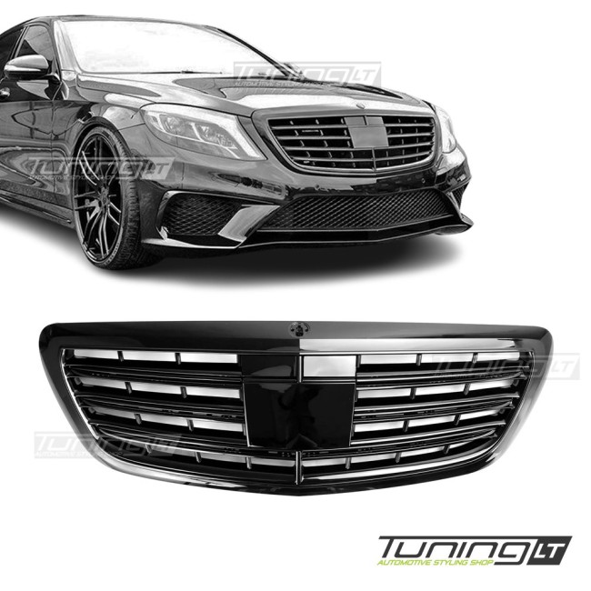 S65 išvaizdos Priekinės Grotelės skirtos Mercedes-Benz W222 (13-20), juodos blizgios