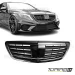 S65 išvaizdos Priekinės Grotelės skirtos Mercedes-Benz W222 (13-20), juodos blizgios