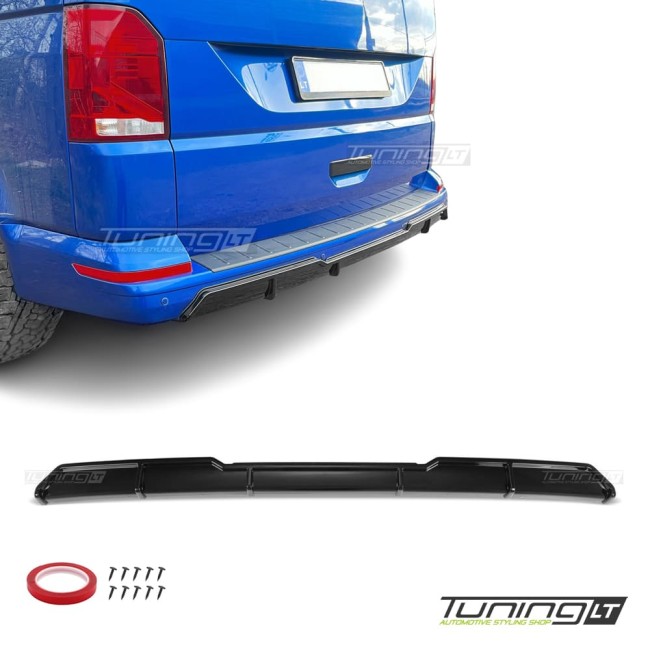 Galinio Bamperio Difuzorius skirtas VW T6 / T6.1 su vientisu bagažinės dangčiu, juodas blizgus