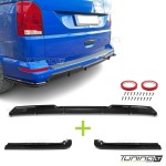 Galinio Bamperio Difuzorius + Spliteriai, komplektas skirtas VW T6 / T6.1 su vientisu bagažinės dangčiu, juodas blizgus