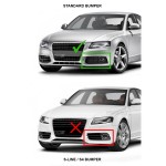 RS-style Fog Light Grille, Covers for Audi A4 B8 (08-12) with standard bumper, glossy black