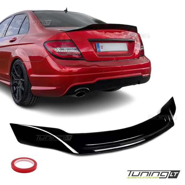 R-style Spoileris ant Bagažinės dangčio, skirtas Mercedes W204 sedan (07-14), juodas blizgus