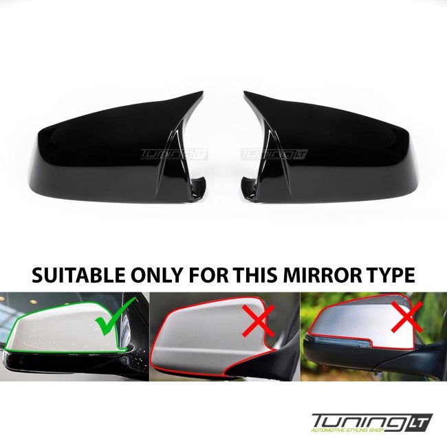 M style mirror caps set for F10, F11, F07, F06, F12, F13, F01, glossy black M style mirror caps set for F10, F11, F07, F06, F12, F13, F01, glossy black