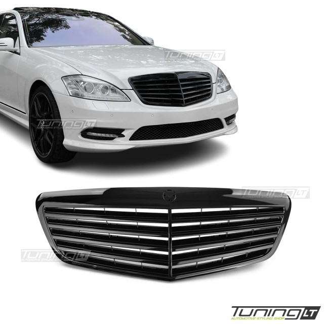 Priekinės Grotelės skirtos Mercedes-Benz W221 (09-13) be distroniko, juodos blizgios