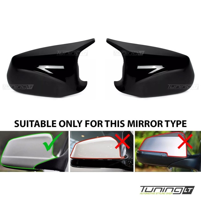 M style mirror caps set for BMW F10 / F11 (10-13) PRE-LCI, glossy black