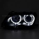 Priekiniai Žibintai su LED Angel Eyes, komplektas skirtas BMW E46 facelift (01-05) sedan / touring