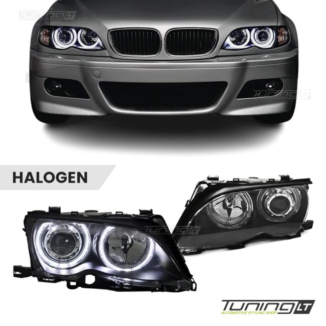 Headlights set with LED Angel Eyes for BMW E46 facelift (01-05) sedan / touring Headlights set with LED Angel Eyes for BMW E46 facelift (01-05) sedan / touring