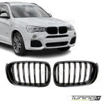 Priekinės grotelės tinkančios BMW X3 F25 LCI / X4 F26, juodos blizgios