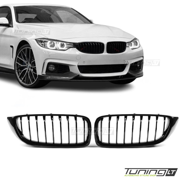 Priekinės Grotelės, komplektas skirtas BMW F32 / F33 / F36 / F80 / F82, juodos blizgios Priekinės Grotelės, komplektas skirtas BMW F32 / F33 / F36 / F80 / F82, juodos blizgios