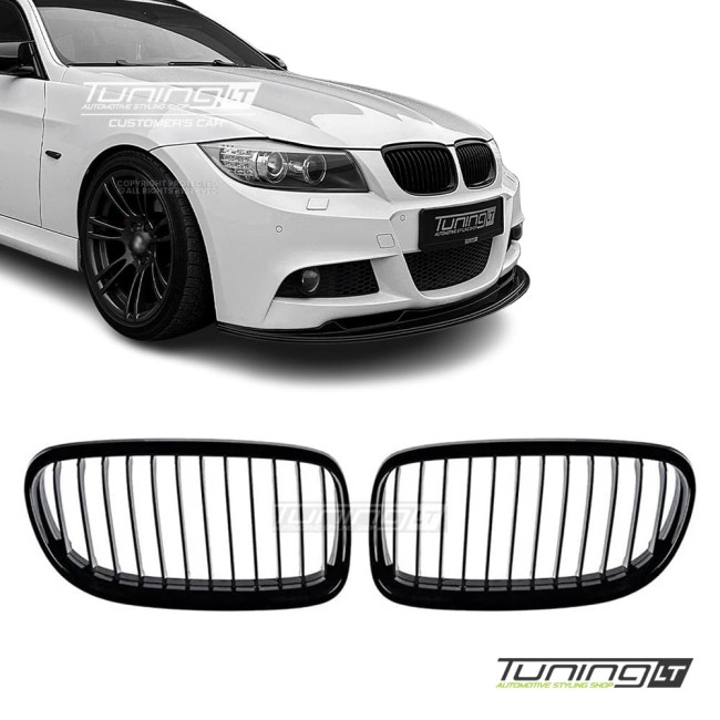 Front kidney Grille set for BMW E90 / E91 LCI (08-11), glossy black Front kidney Grille set for BMW E90 / E91 LCI (08-11), glossy black