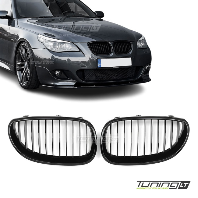 Front kidney Grille set for BMW E60 / E61 (03-10), glossy black Front kidney Grille set for BMW E60 / E61 (03-10), glossy black