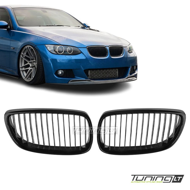 Priekinės Grotelės, komplektas skirtas BMW E92 / E93 (06-10), juodos blizgios Priekinės Grotelės, komplektas skirtas BMW E92 / E93 (06-10), juodos blizgios