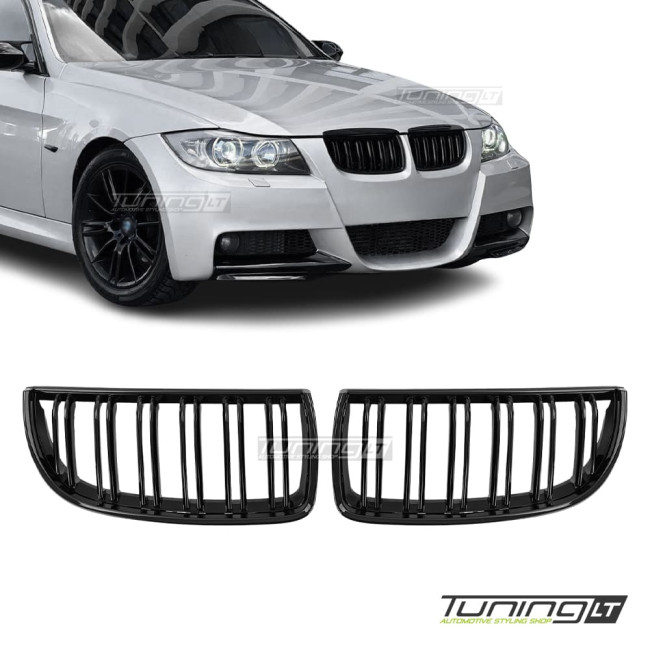Performance kidney Grille set (without hood decoration) for BMW E90 / E91 (05-08), glossy black Performance kidney Grille set (without hood decoration) for BMW E90 / E91 (05-08), glossy black