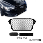 RS išvaizdos Priekinės Grotelės skirtos Audi A4 / S4 B8.5 (12-15) su PDC, juodos blizgios