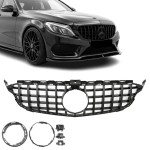 Panamericana GT išvaizdos Priekinės Grotelės, skirtos Mercedes-Benz W205 / S205 / C205 (14-21), juodos blizgios