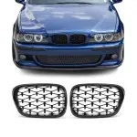 Diamond Priekinės Grotelės, komplektas tinkantis BMW E39 (95-03), juodos blizgios