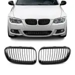 Priekinės Grotelės, komplektas skirtas BMW E92 / E93 LCI (10-13), juodos blizgios