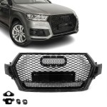 RS išvaizdos Priekinės Grotelės skirtos Audi Q7 / SQ7 4M pre-facelift (15-19), juodos blizgios