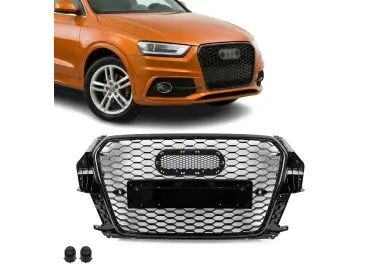 RS išvaizdos Priekinės Grotelės skirtos Audi Q3 8U pre-facelift (11-14), juodos blizgios