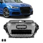 RS išvaizdos Priekinės Grotelės skirtos Audi A3 / S3 8V pre-facelift (12-16), juodos blizgios