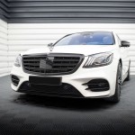 S65 išvaizdos Priekinės Grotelės skirtos Mercedes-Benz W222 (13-20) su Night View Assist, juodos blizgios