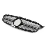 Diamond Front Grille for Mercedes-Benz W205 / S205 / C205 (18-21) facelift, with camera, chrome + black