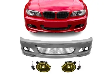 M-Tech Priekinis Bamperis, skirtas BMW E46 (99-06) coupe / cabrio, su geltonais priešrūkiniais
