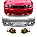 M-Tech Priekinis Bamperis, skirtas BMW E46 (99-06) coupe / cabrio, su geltonais priešrūkiniais