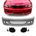 M-Tech Priekinis Bamperis, skirtas BMW E46 (99-06) coupe / cabrio, su tamsintais priešrūkiniais