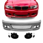 M-Tech Priekinis Bamperis, skirtas BMW E46 (99-06) coupe / cabrio, su tamsintais priešrūkiniais