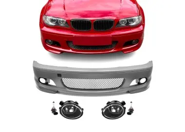 M-Tech Priekinis Bamperis, skirtas BMW E46 (99-06) coupe / cabrio, su skaidriais priešrūkiniais