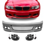 M-Tech Front Bumper for BMW E46 (99-06) coupe / cabrio, with clear fog lights