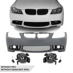 M3 išvaizdos Priekinis Bamperis skirtas BMW E90 / E91 (05-08), be PDC, be apiplovimų angų, su skaidriais priešrūkiniais