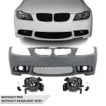 M3 išvaizdos Priekinis Bamperis skirtas BMW E90 / E91 (05-08), be PDC, be apiplovimų angų, su skaidriais priešrūkiniais