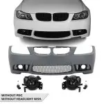 M3 išvaizdos Priekinis Bamperis skirtas BMW E90 / E91 (05-08), be PDC, be apiplovimų angų, su tamsintais priešrūkiniais
