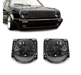 Headlights with crosses for VW Golf MK2 (84-91), smoked