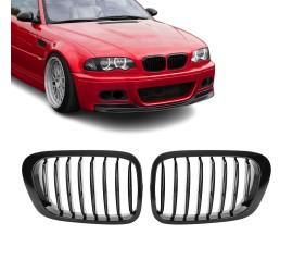 Priekinės grotelės, juodos blizgios, skirtos BMW E46...
