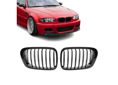 Priekinės grotelės, juodos blizgios, skirtos BMW E46 coupe / convertible (99-03)