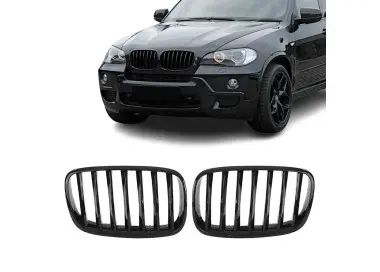 Priekinės grotelės tinkančios BMW E70 X5 / E71 X6, Viengubos, juodos blizgios,