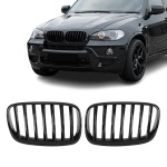 Priekinės grotelės tinkančios BMW E70 X5 / E71 X6, Viengubos, juodos blizgios,