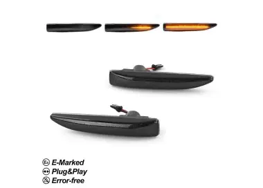 Dinaminių LED posūkių ant sparnų komplektas skirtas BMW E65 / E66 (01-08), juodi