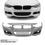 M-Pack Priekinis Bamperis skirtas BMW F30 / F31, su PDC ir žibintų apiplovimo angomis