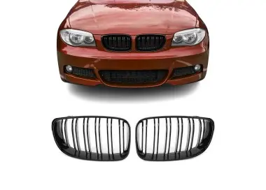Performance grotelės skirtos BMW E81 / E82 / E87 / E88, dvigubos, juodos blizgios