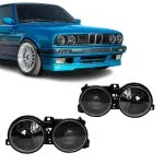 Priekiniai lęšiniai Žibintai su kryžiais, komplektas skirtas BMW E30 (82-94), tamsinti