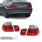 LED Galiniai Žibintai, komplektas skirtas BMW E46 (01-05) Sedan, skaidriais posūkiais