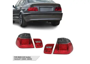 LED Galiniai Žibintai, komplektas skirtas BMW E46 (01-05) Sedan, su tamsintais posūkiais