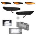 Sequential LED side indicators + LED license plate light, set for BMW E90 / E91