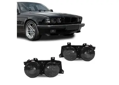 Priekinių žibintų komplektas skirtas BMW E32 / E34 (87-96), tamsinti, su kryžiais